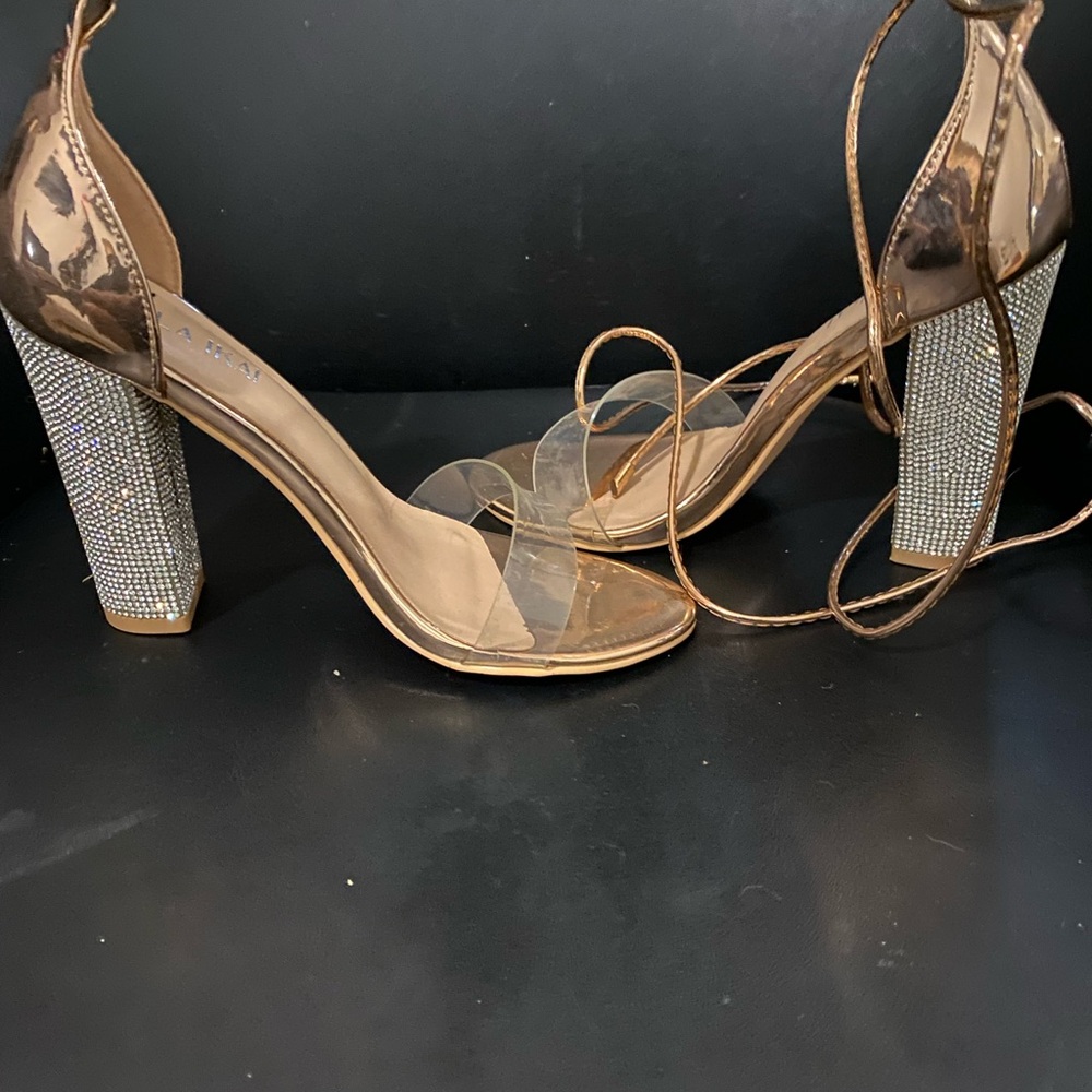 Gold Wedding Dress with Elegant Straps and Glittery Accents